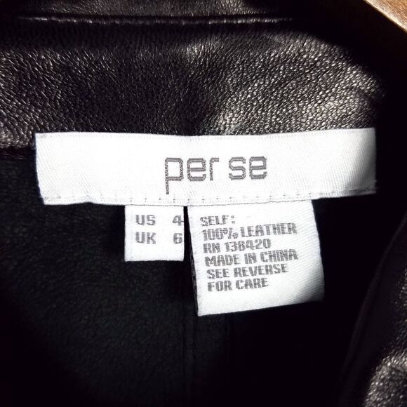 Per Se By Carlisle 100% Genuine Black Soft Leather Shirt Dress Size 4 - Picture 7 of 7